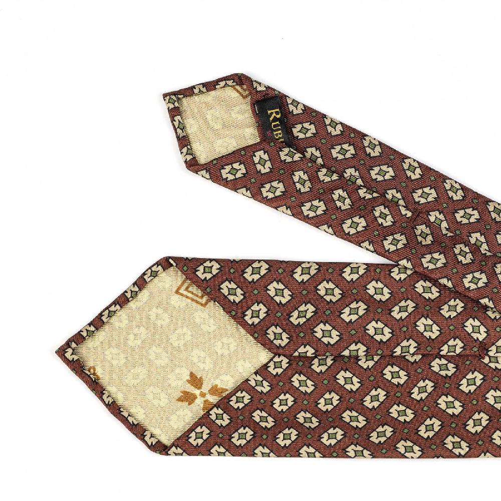 Rubinacci Cravatta in twill di seta con stampa geometrica bordeaux Fino al 55% di sconto