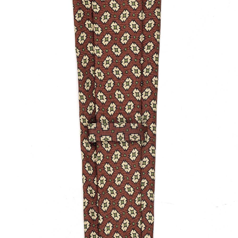 Rubinacci Cravatta in twill di seta con stampa geometrica bordeaux Fino al 55% di sconto