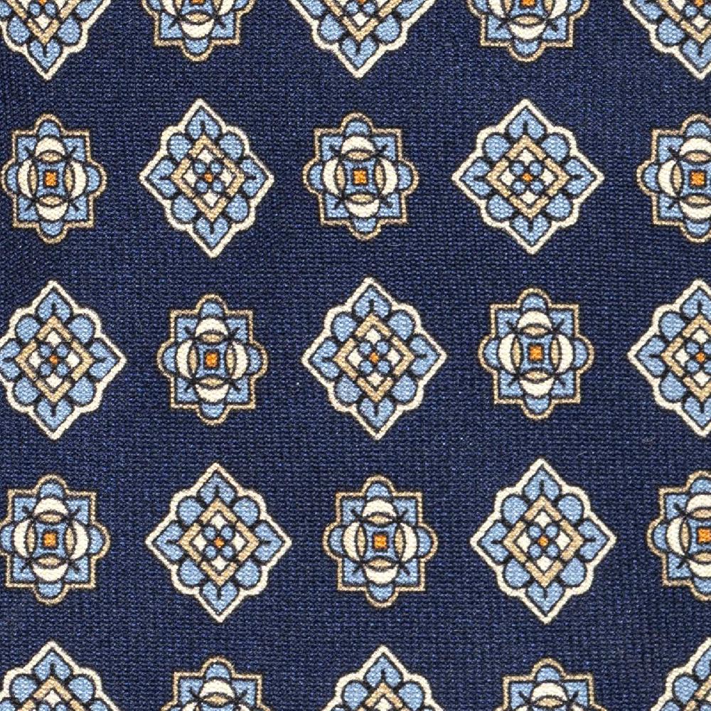 Rubinacci Cravatta in twill di seta con stampa geometrica blu Discount Store per i nuovi prodotti