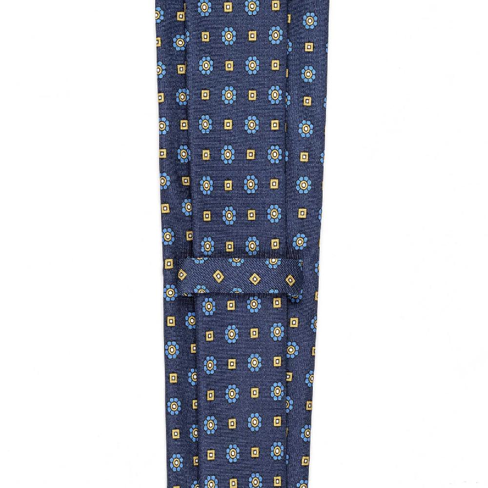 Rubinacci Cravatta in twill di seta con stampa floreale blu Super sconto