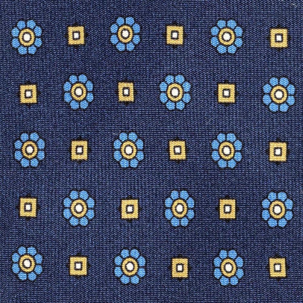 Rubinacci Cravatta in twill di seta con stampa floreale blu Super sconto