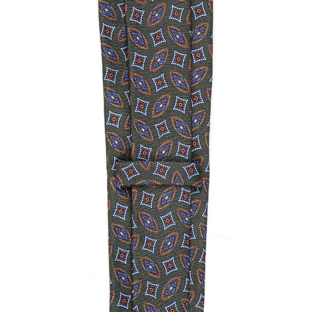 Rubinacci Cravatta in twill di seta verde con stampa geometrica 50% di sconto con spedizione gratuita