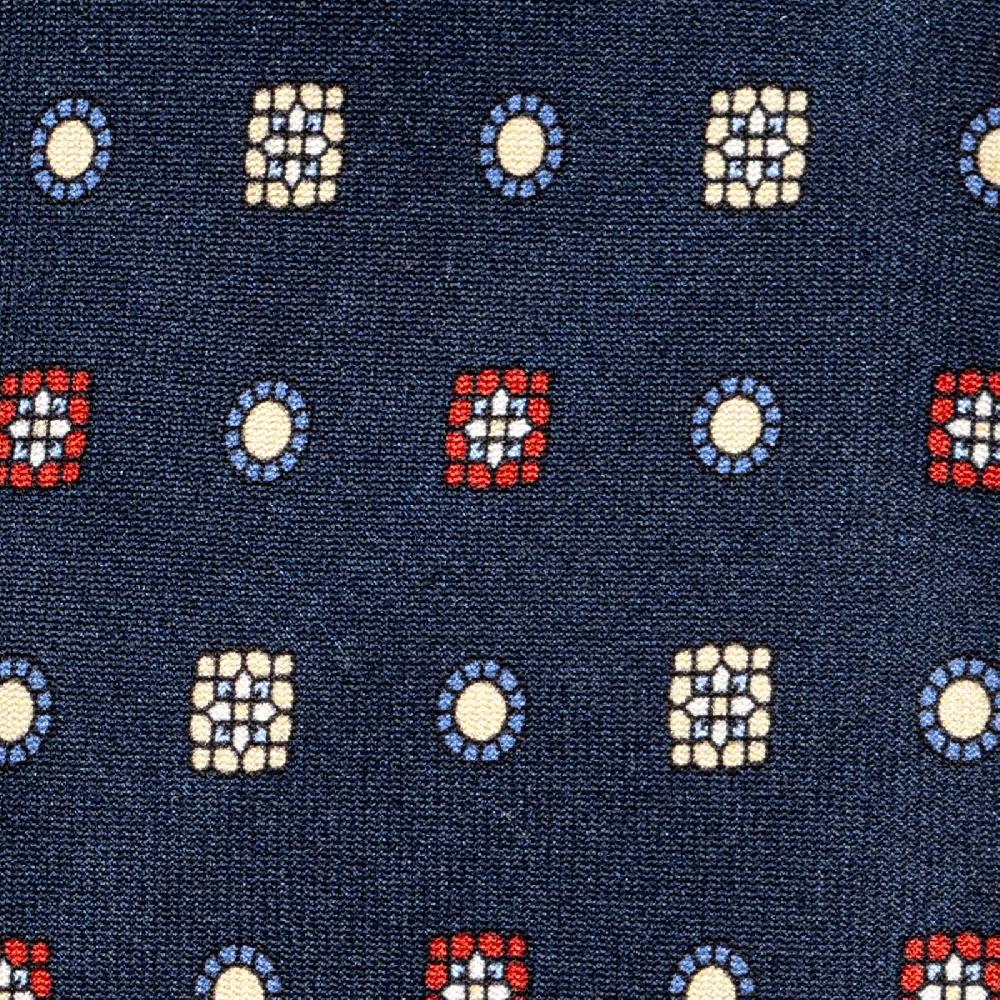 Rubinacci Cravatta in twill di seta navy blu con stampa geometrica Black Friday Prezzi