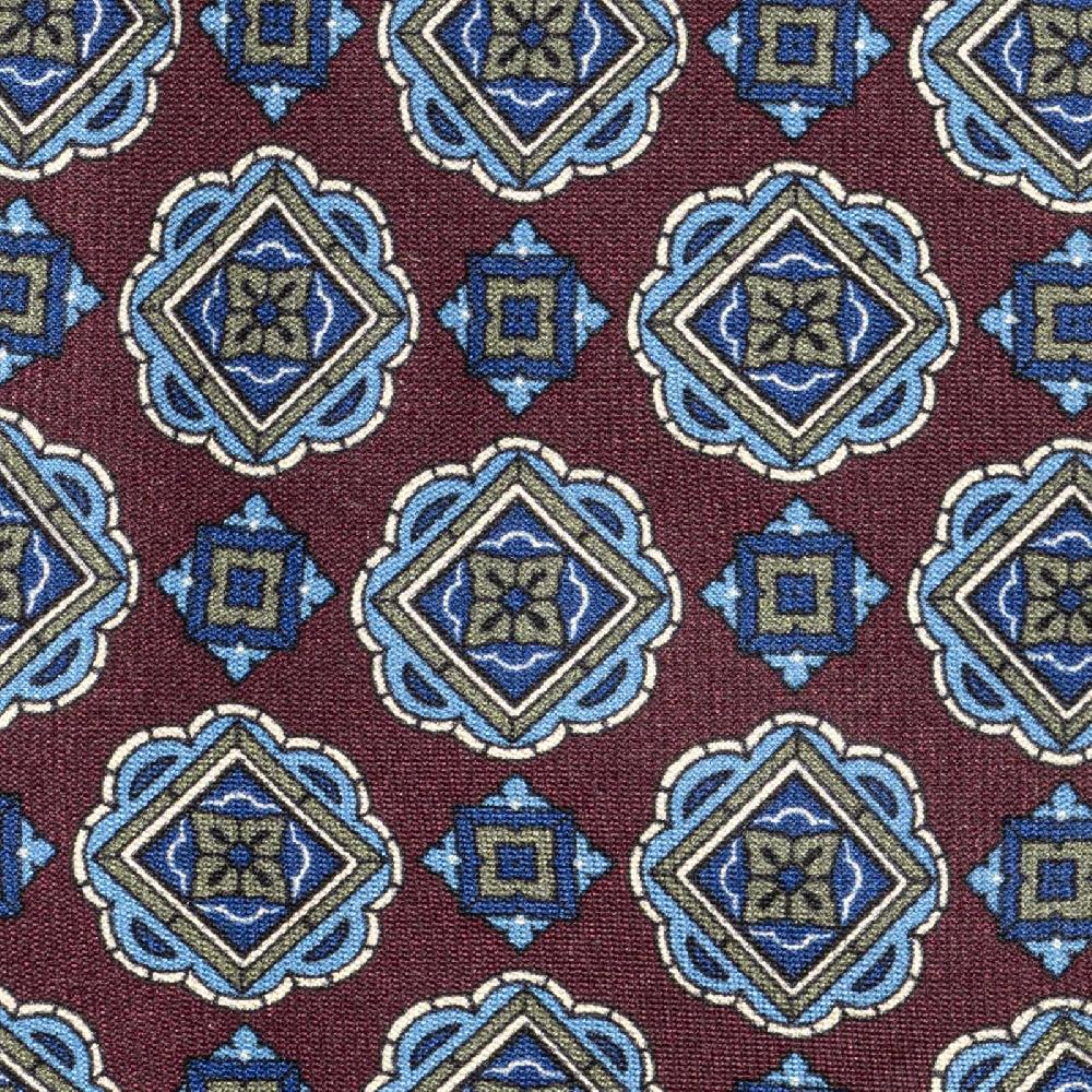 Rubinacci Cravatta in twill di seta con stampa geometrica bordeaux Duty-free