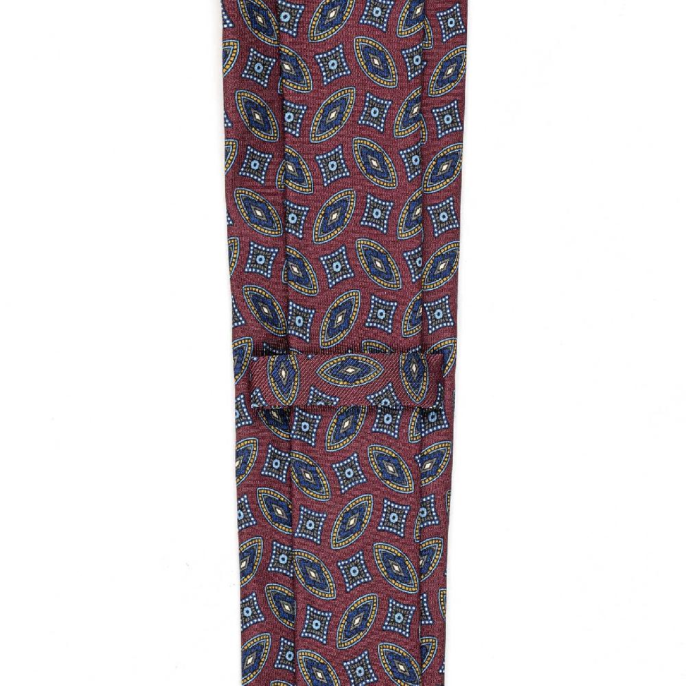Rubinacci Cravatta in twill di seta con stampa geometrica bordeaux 50% di sconto per tempo limitato