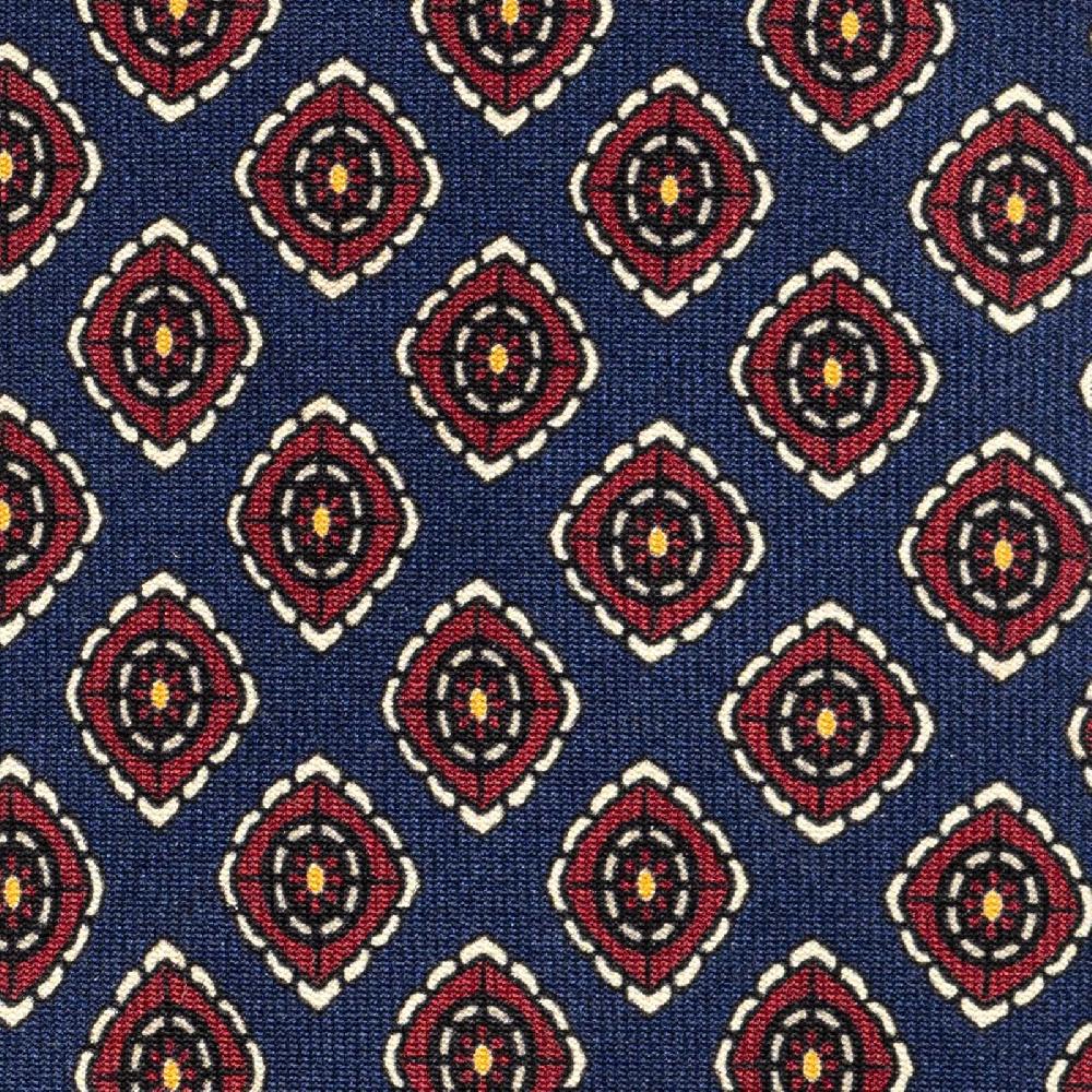 Rubinacci Cravatta in twill di seta navy blu con stampa geometrica 2025