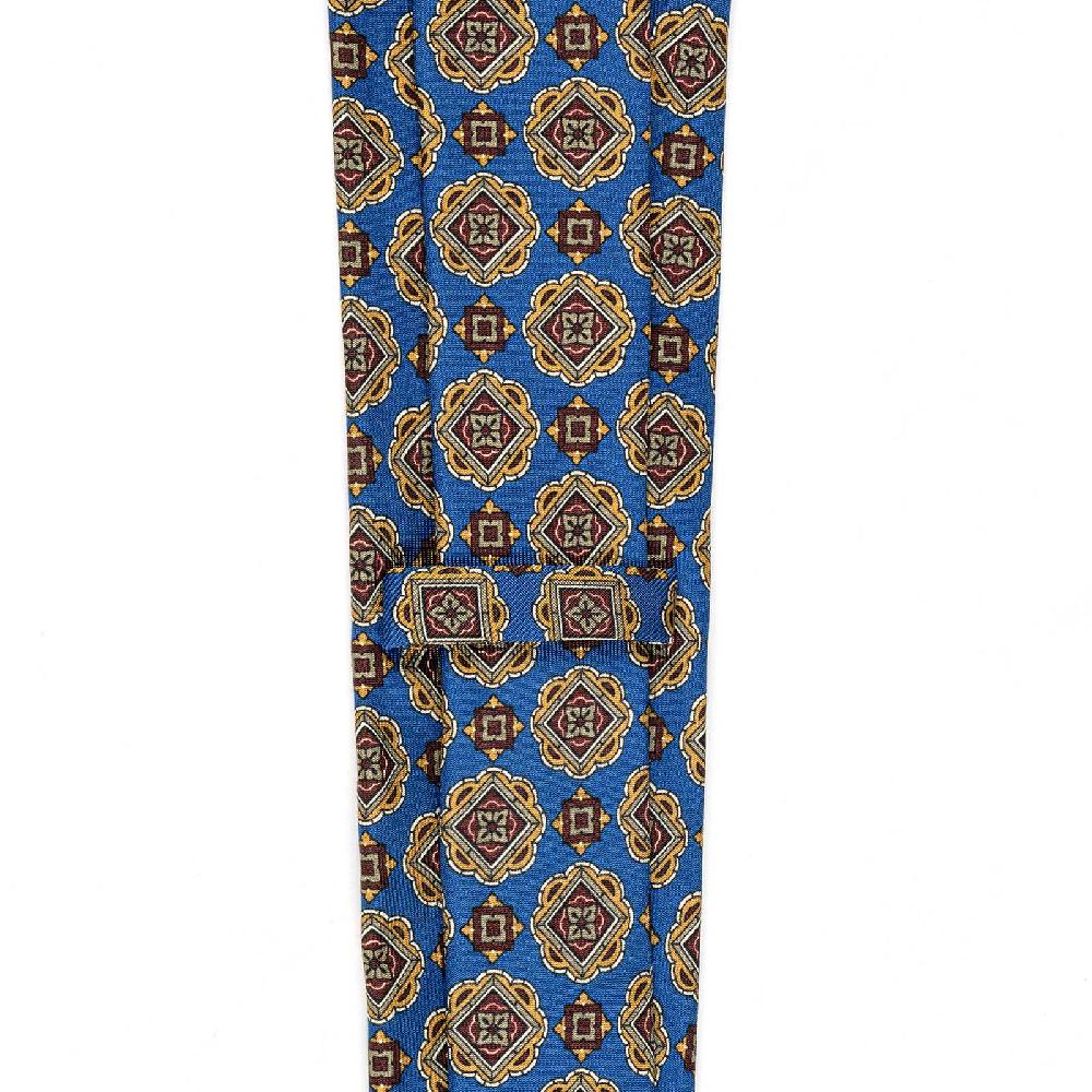 Rubinacci Cravatta in twill di seta con stampa geometrica blu Italy