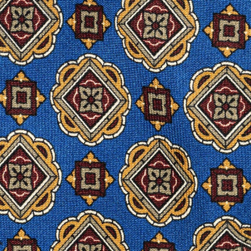 Rubinacci Cravatta in twill di seta con stampa geometrica blu Italy