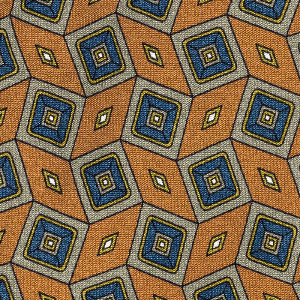 Rubinacci Cravatta in twill di seta arancio con stampa geometrica Italia