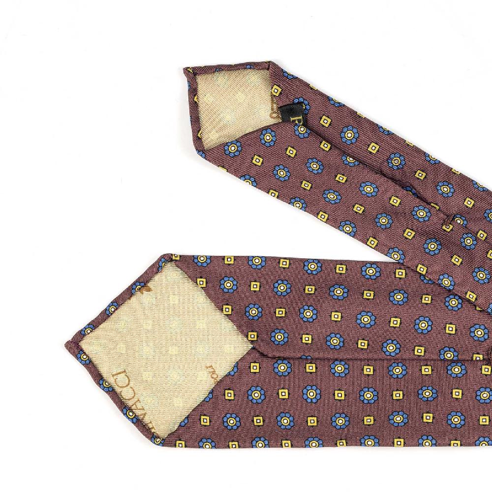 Rubinacci Cravatta in twill di seta con stampa floreale bordeaux In Linea