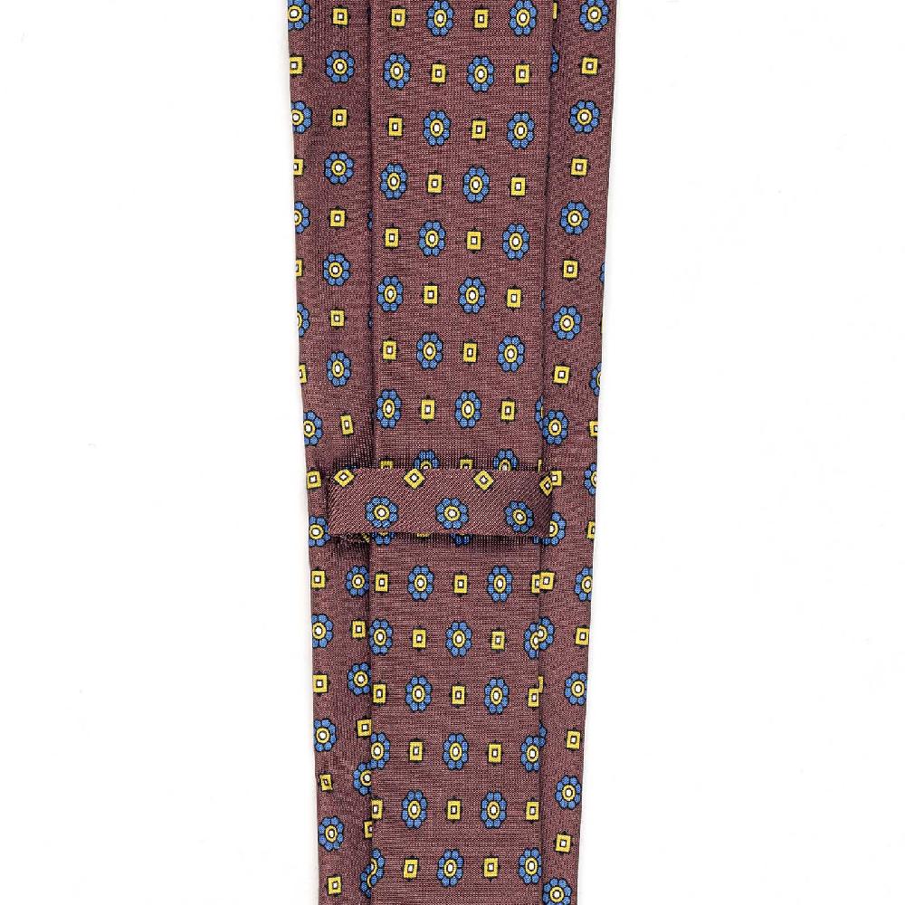 Rubinacci Cravatta in twill di seta con stampa floreale bordeaux In Linea