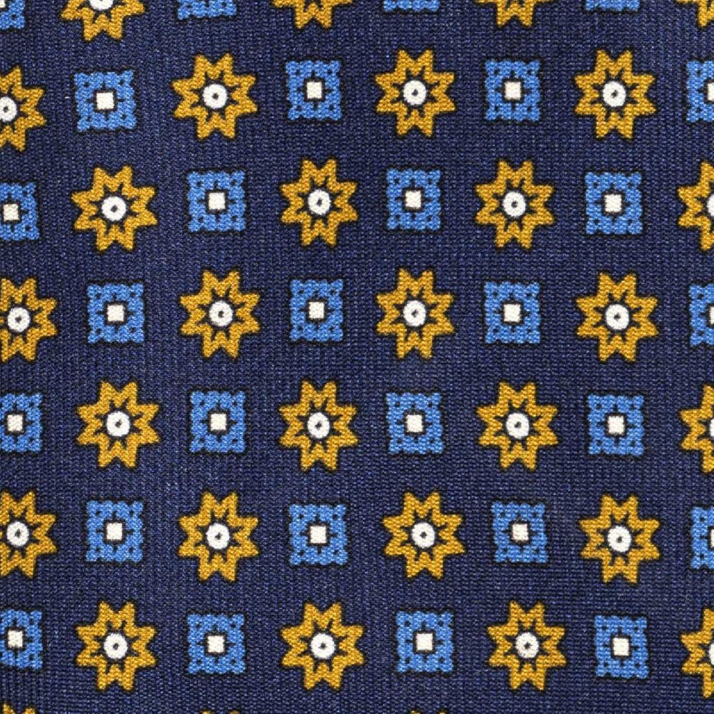 Rubinacci Cravatta in twill di seta con stampa floreale blu Nuovo