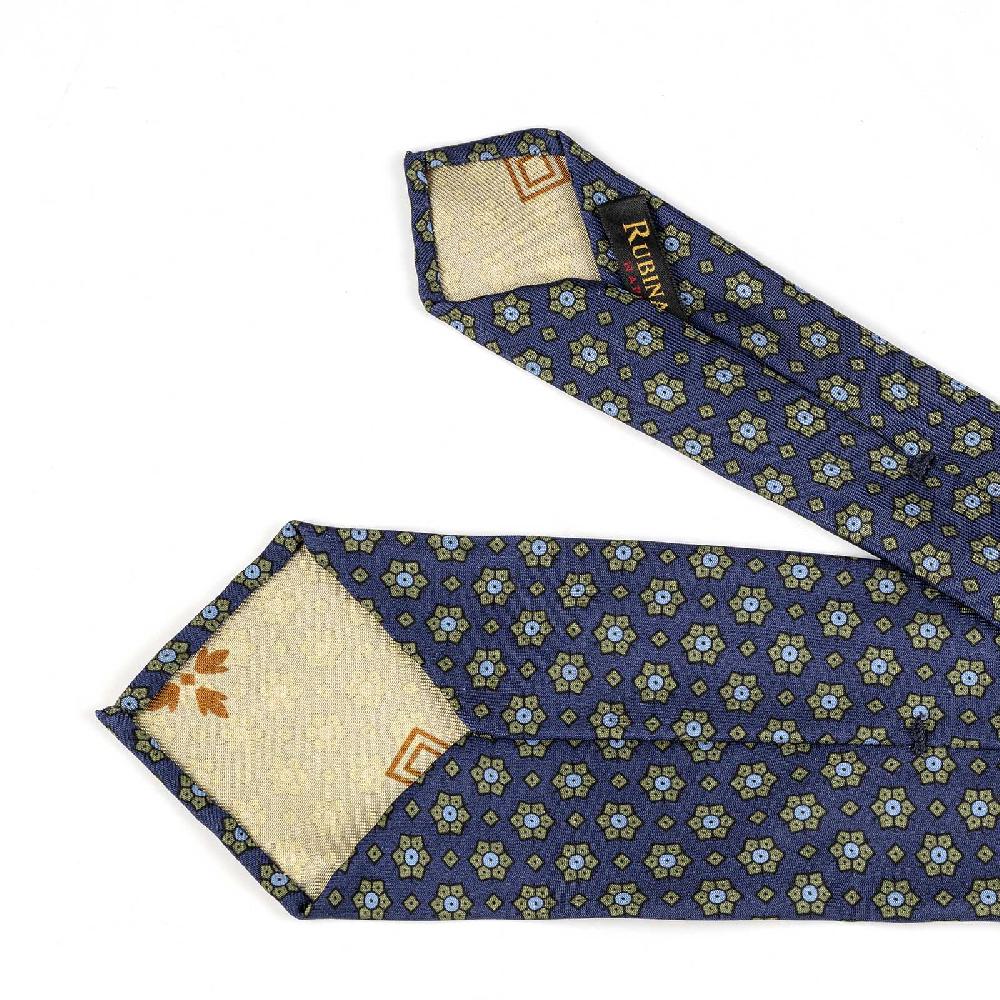 Rubinacci Cravatta in twill di seta con stampa floreale blu Qualità