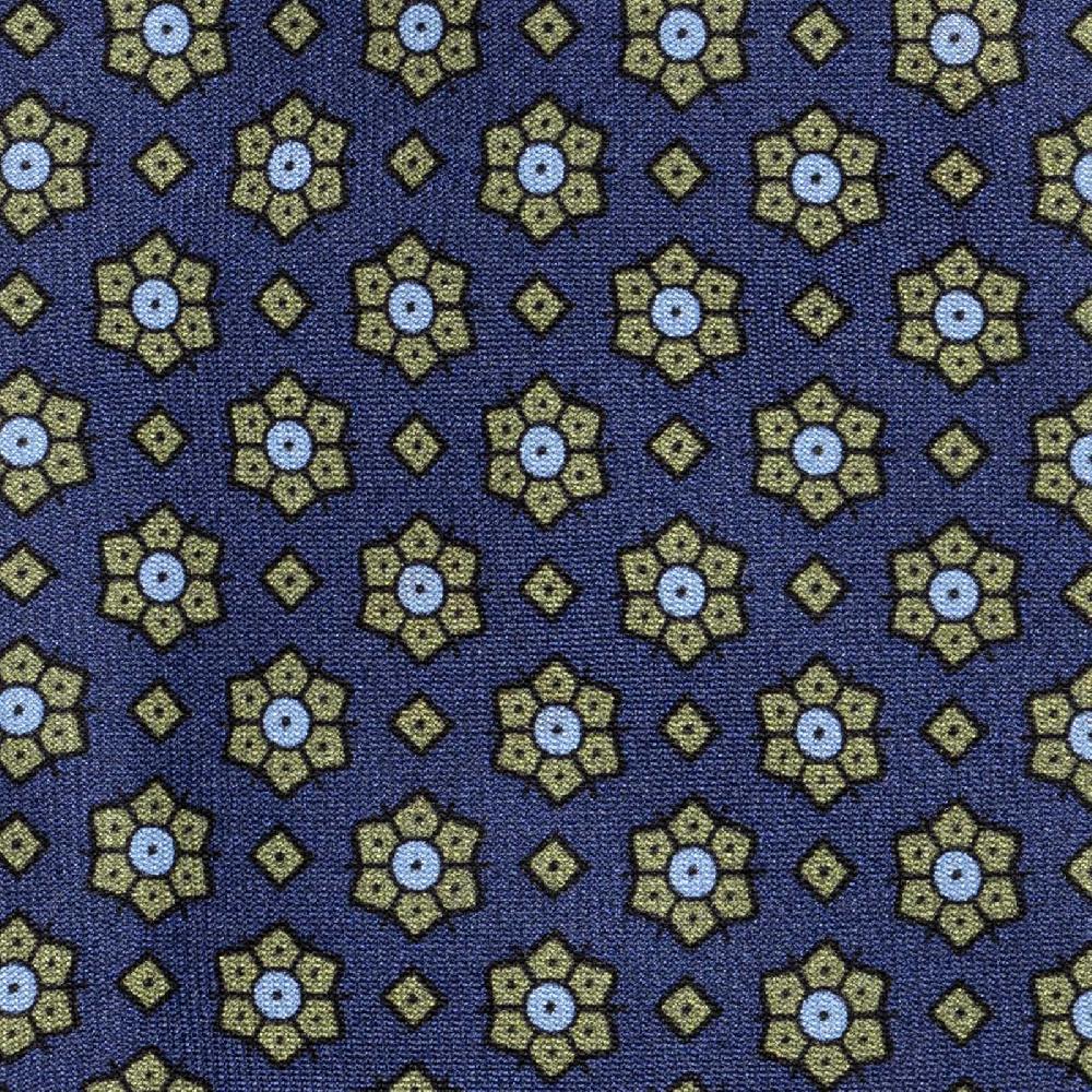 Rubinacci Cravatta in twill di seta con stampa floreale blu Qualità