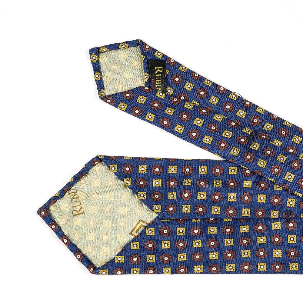 Rubinacci Cravatta in twill di seta con stampa floreale bluette Vendita
