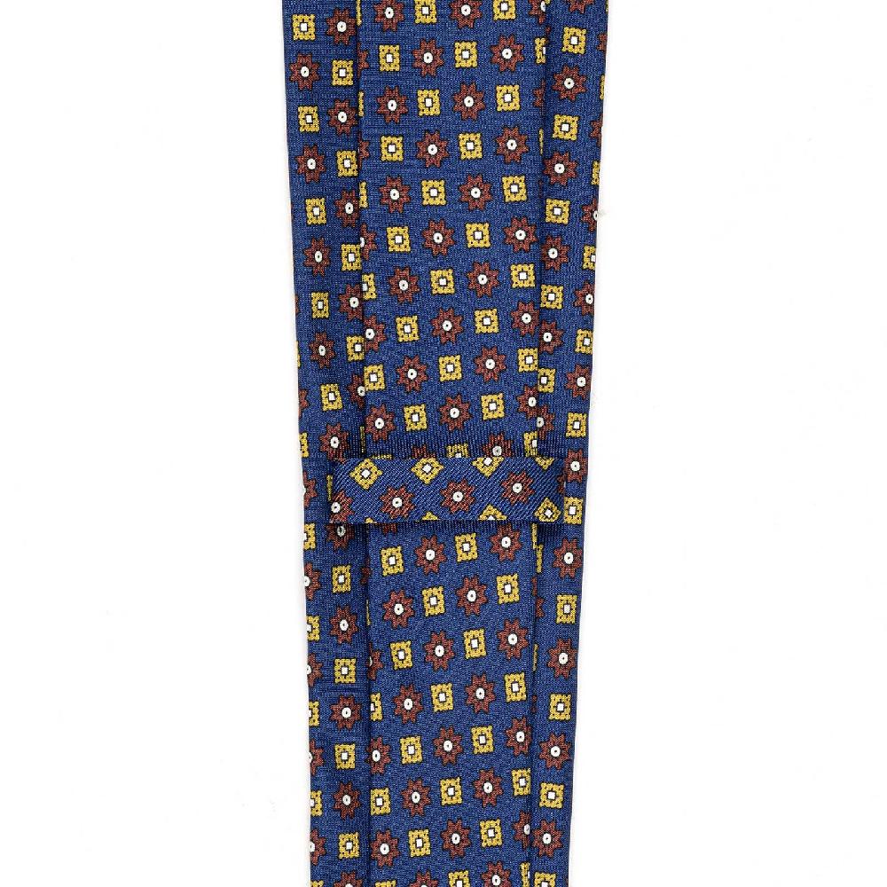Rubinacci Cravatta in twill di seta con stampa floreale bluette Vendita
