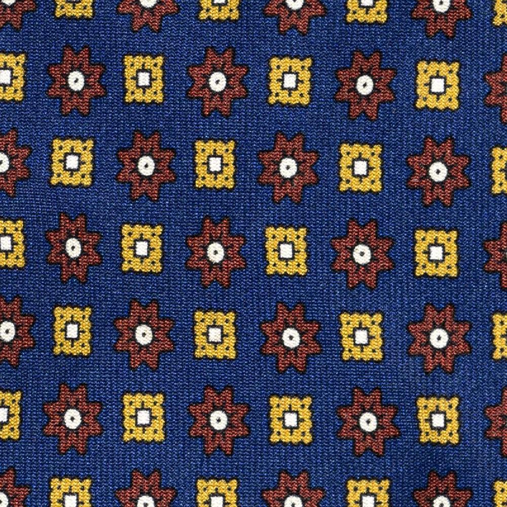 Rubinacci Cravatta in twill di seta con stampa floreale bluette Vendita