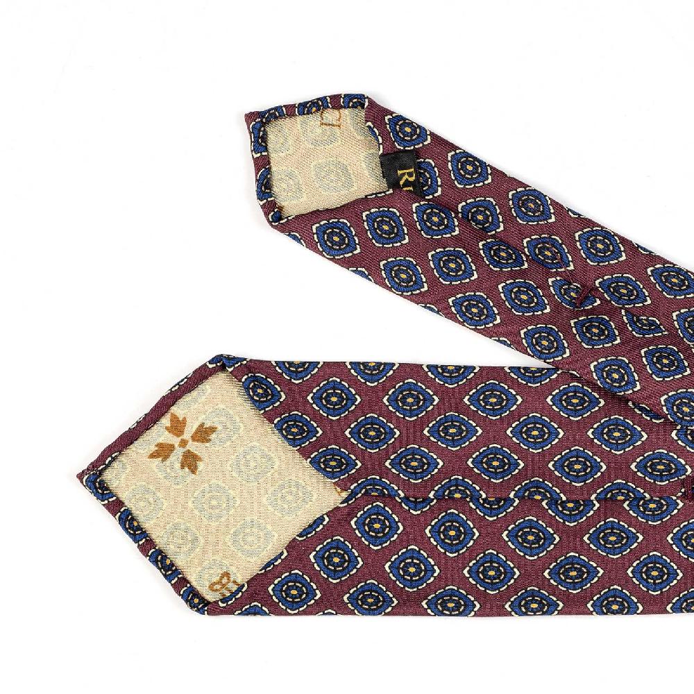Rubinacci Cravatta in twill di seta con stampa floreale bordeaux Promozione