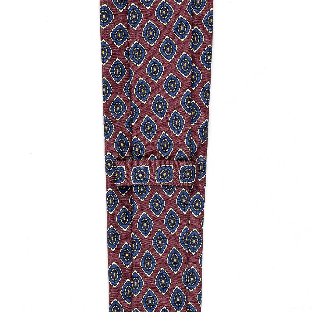 Rubinacci Cravatta in twill di seta con stampa floreale bordeaux Promozione