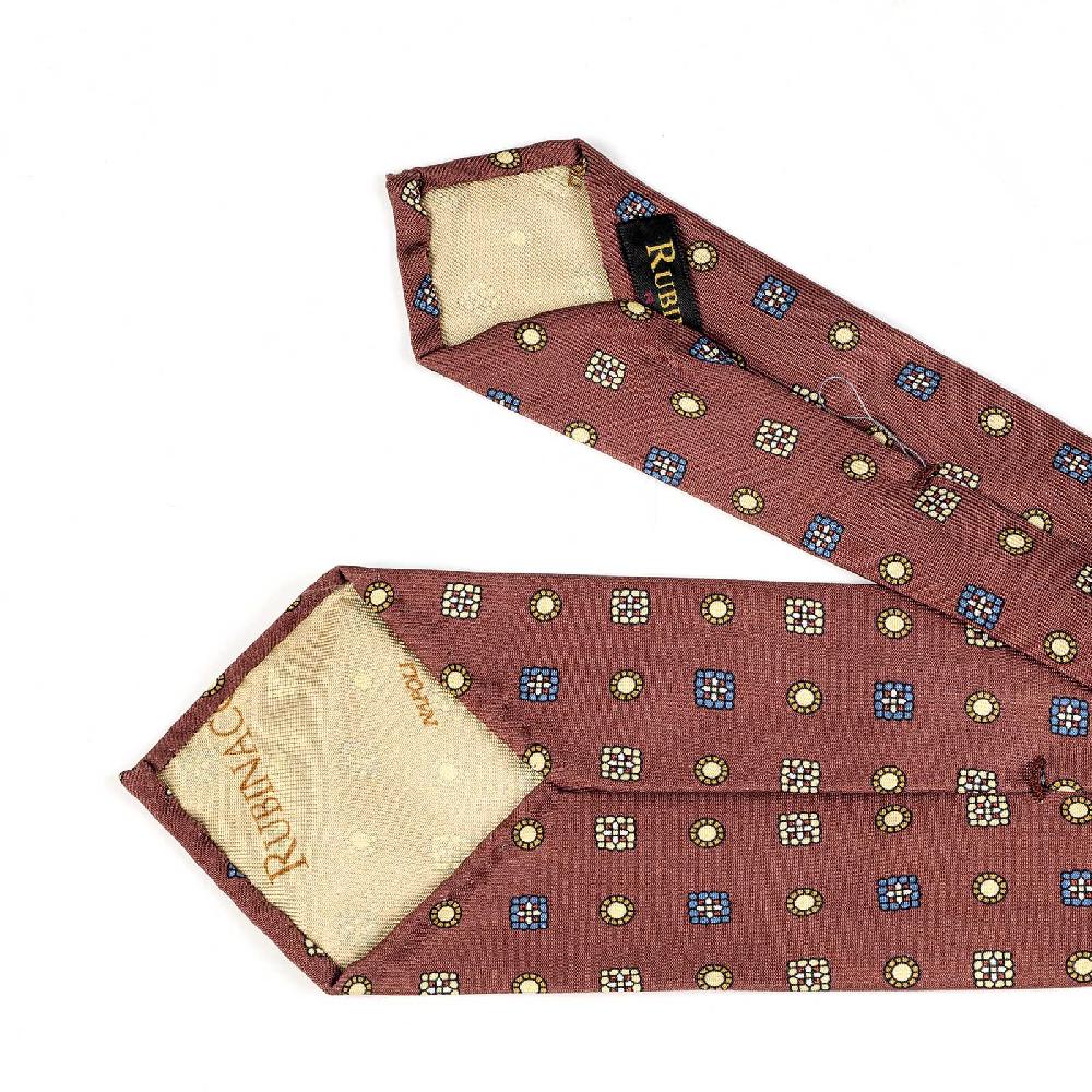 Rubinacci Cravatta in twill di seta mattone con stampa floreale Qualità Garantita