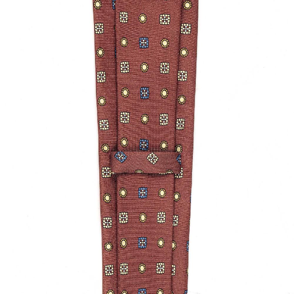 Rubinacci Cravatta in twill di seta mattone con stampa floreale Qualità Garantita