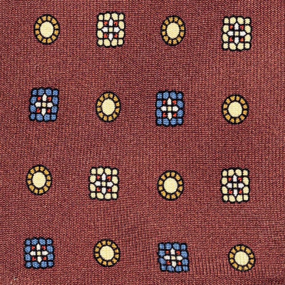 Rubinacci Cravatta in twill di seta mattone con stampa floreale Qualità Garantita