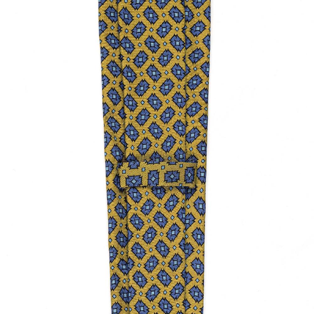 Rubinacci Cravatta in twill di seta gialla con stampa geometrica Negozi Online