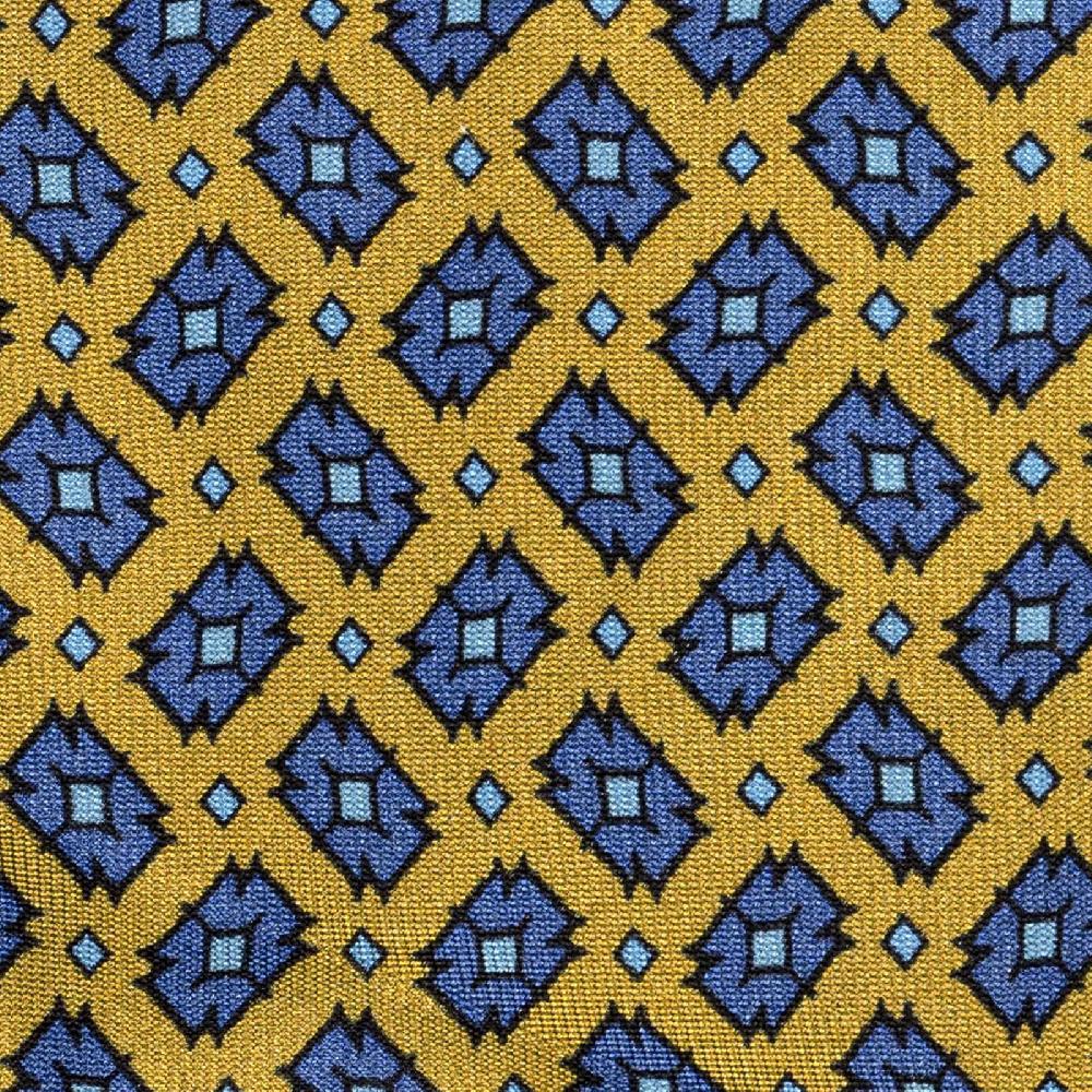 Rubinacci Cravatta in twill di seta gialla con stampa geometrica Negozi Online