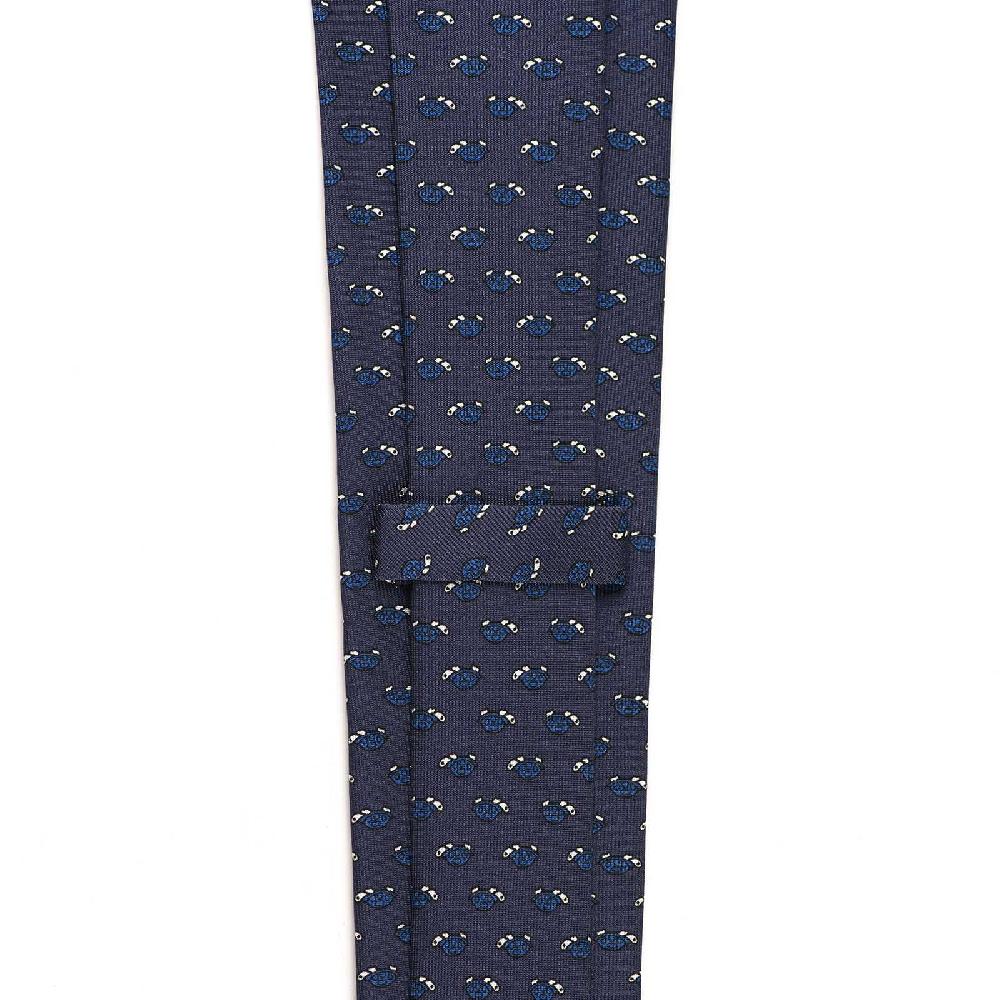 Rubinacci Cravatta in twill di seta con stampa tartaruga blu Consegna Veloce