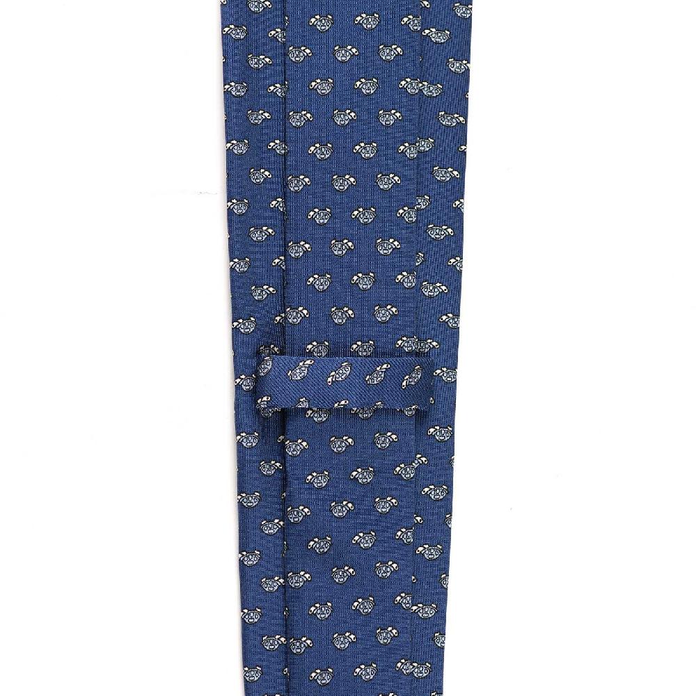 Rubinacci Cravatta in twill di seta con stampa tartaruga celeste Promozione Limitata