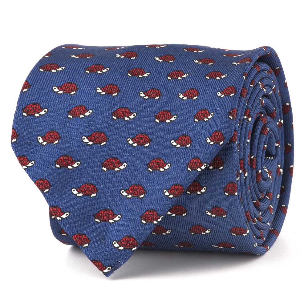 Rubinacci Cravatta in twill di seta con stampa tartaruga rossa Fino Al -60%