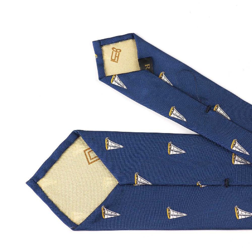 Rubinacci Cravatta in twill di seta con stampa vela gialla Shopping Online