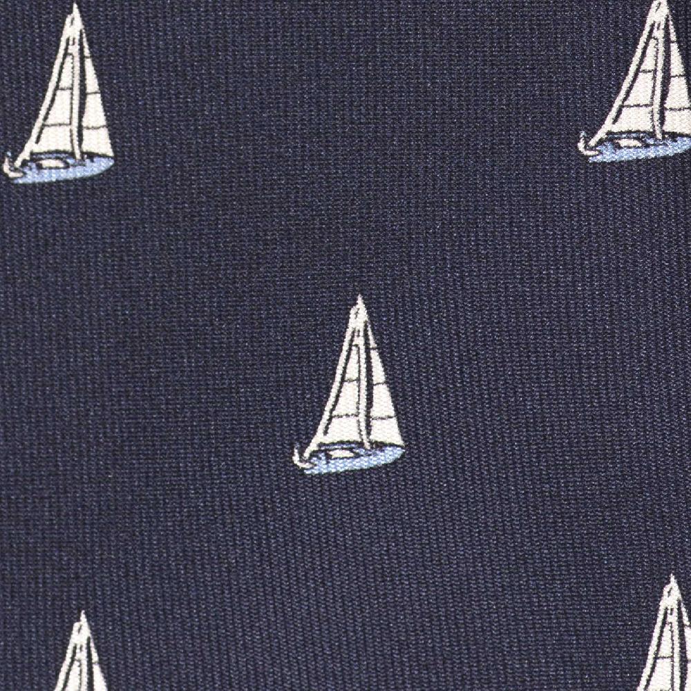 Rubinacci Cravatta in twill di seta con stampa vela azzurra Affare Del Giorno