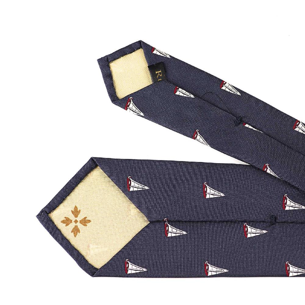 Rubinacci Cravatta in twill di seta con stampa vela rossa Prezzo Ridotto