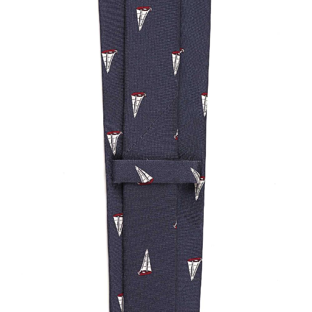 Rubinacci Cravatta in twill di seta con stampa vela rossa Prezzo Ridotto