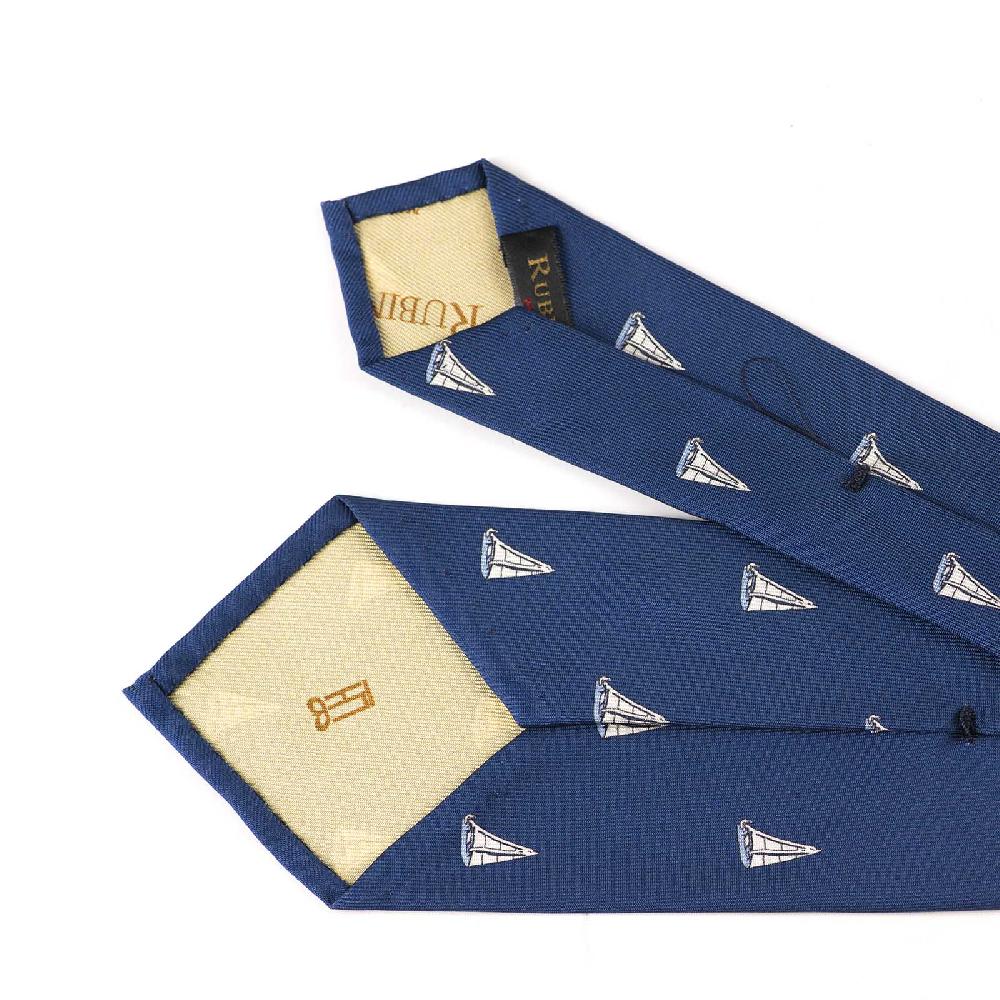 Rubinacci Cravatta in twill di seta con stampa vela celeste Sottocosto