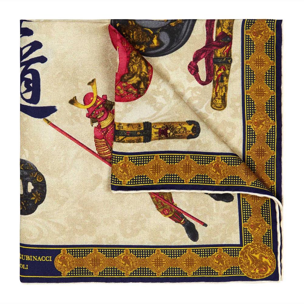 Rubinacci Pochette samurai blu navy Fornitura limitata