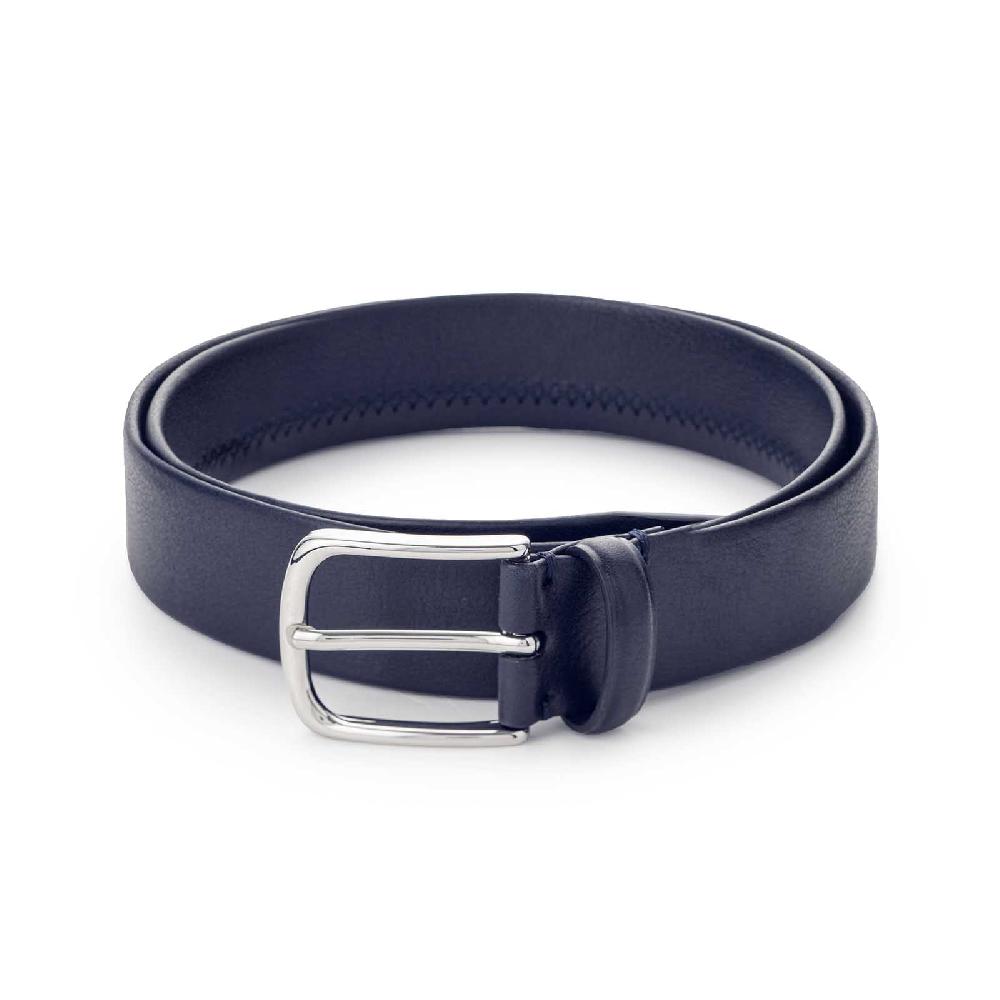 Rubinacci Cintura tubolare in pelle blu Offerta migliore