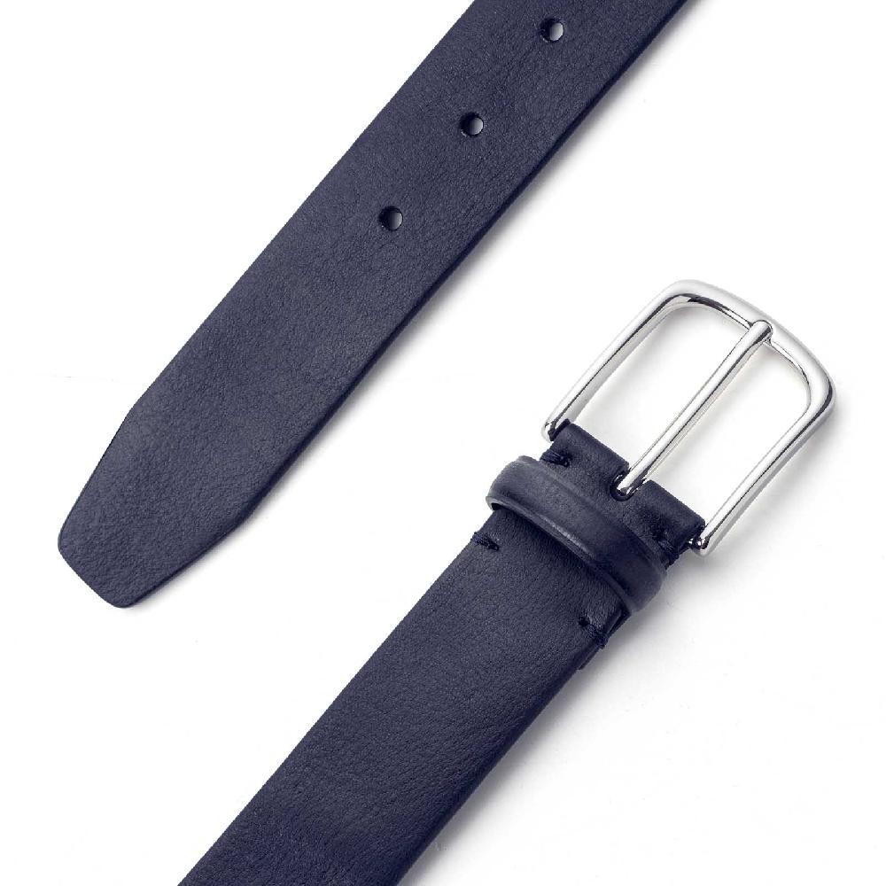 Rubinacci Cintura tubolare in pelle blu Offerta migliore