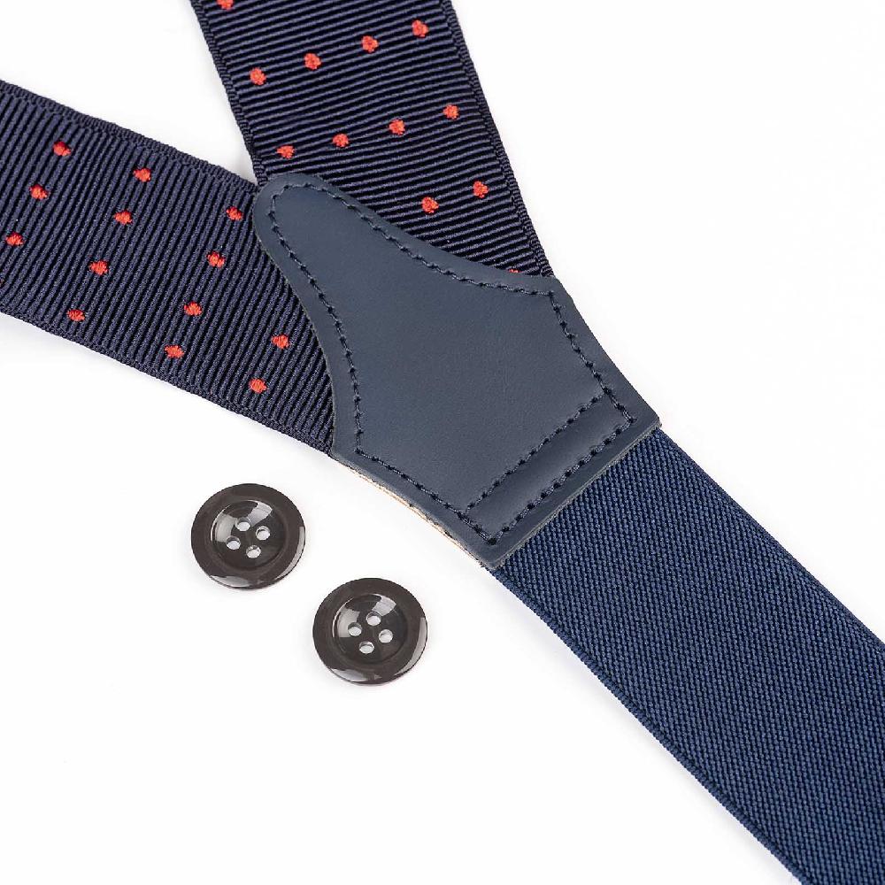 Rubinacci Bretelle blu a pois rosso Offerte speciali