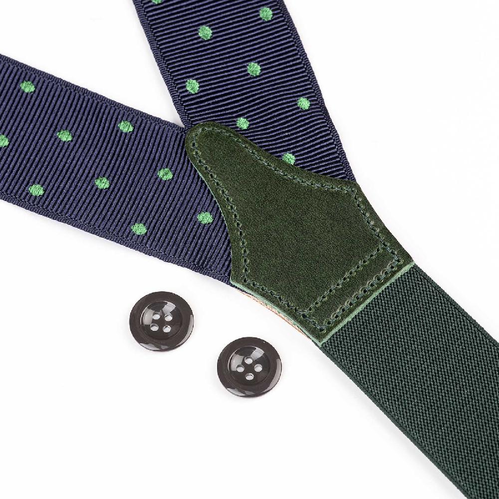 Rubinacci Bretelle blu a pois verde Super Saving Price