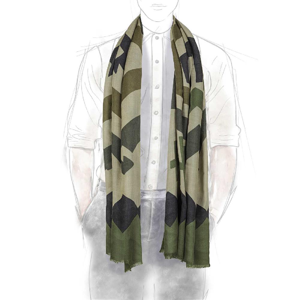 Rubinacci Sciarpa konia verde militare In Linea
