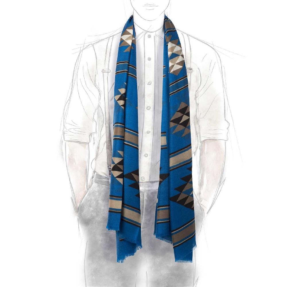 Rubinacci Sciarpa geometrico bluette Promozione Limitata