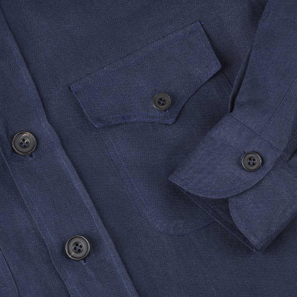 Rubinacci Sahariana in lino blu Prezzo Ridotto