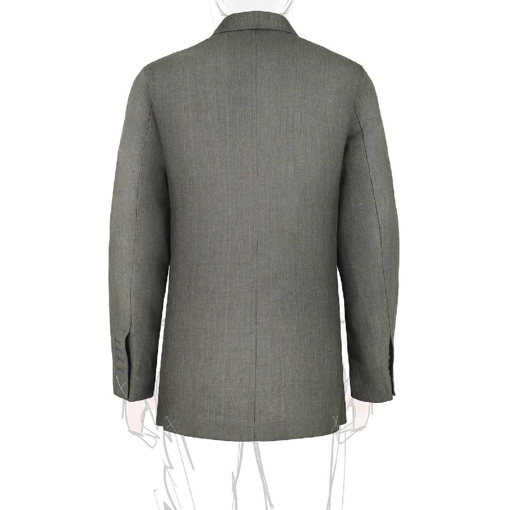Rubinacci Giacca in lino verde militare Presa