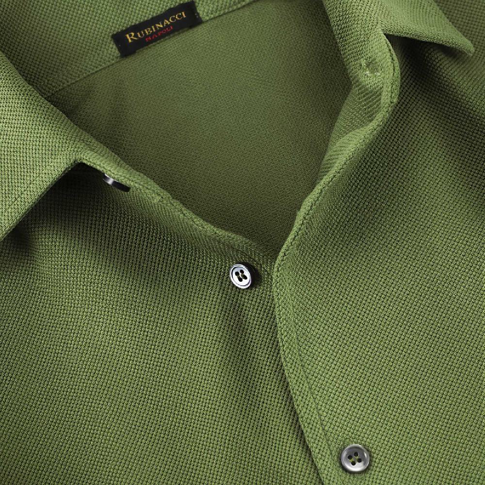 Rubinacci Camicia in piquet oliva Flash Sale
