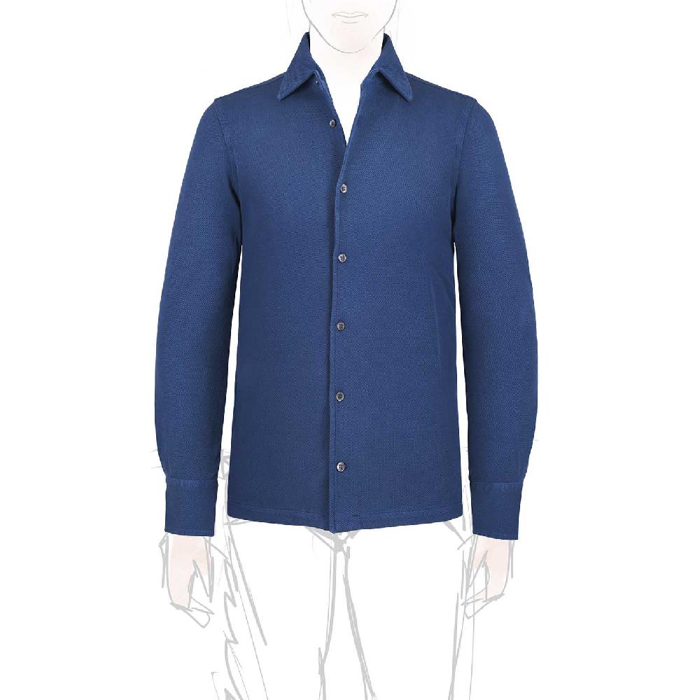 Rubinacci Camicia in piquet ceruleo Fornitura limitata