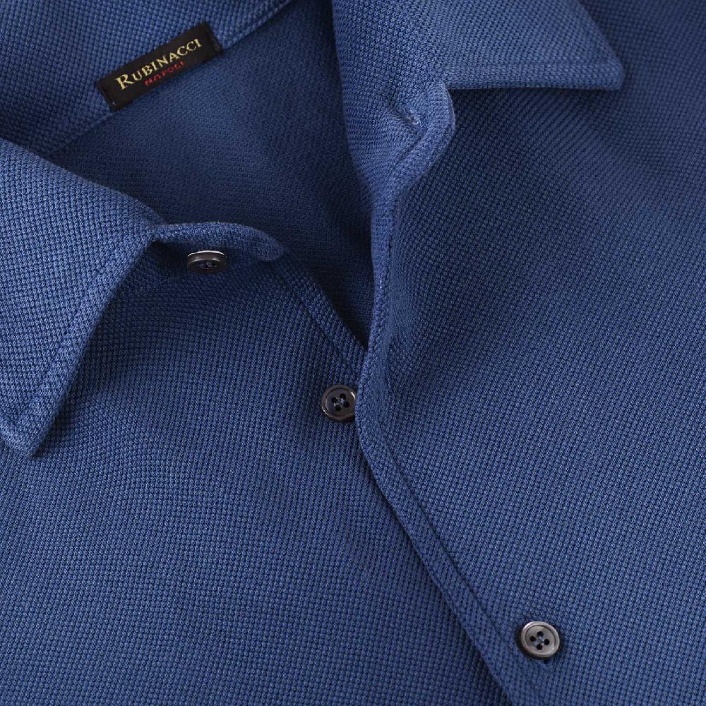 Rubinacci Camicia in piquet ceruleo Fornitura limitata