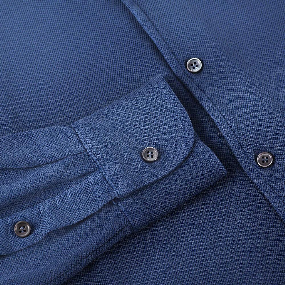Rubinacci Camicia in piquet ceruleo Fornitura limitata