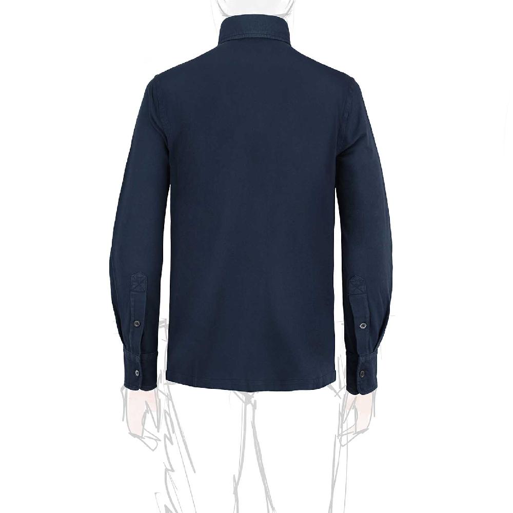 Rubinacci Camicia in piquet leggero blu Offerta esclusiva